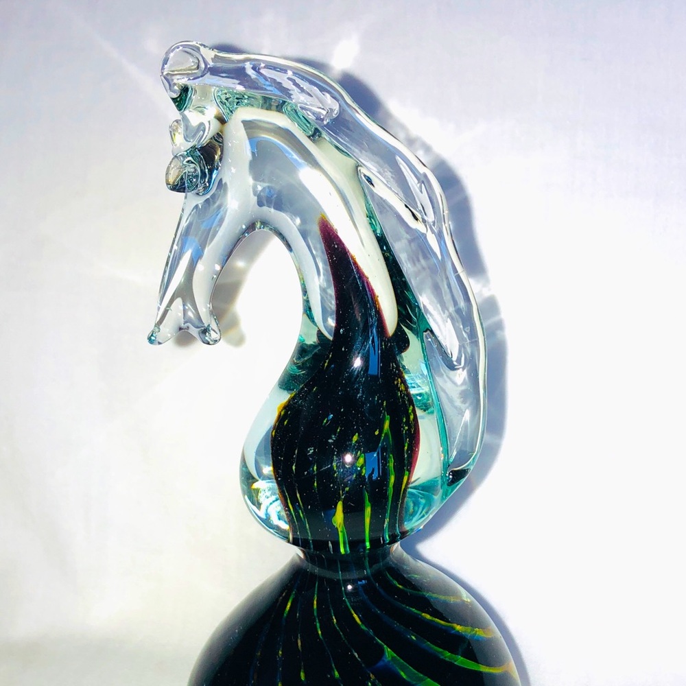 Vintage Mdina Maltese Art Glass Paperweight Horse Chess Knight Seahorse Malta